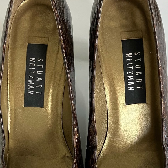 Stuart Weitzman Brown Snakeskin Pumps Size 9B - Picture 3 of 6